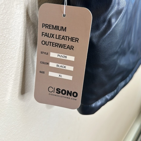 Ci Sono By Cavalini Vegan Leather Crop Vest Black Womens Size XL Pockets - Picture 7 of 15